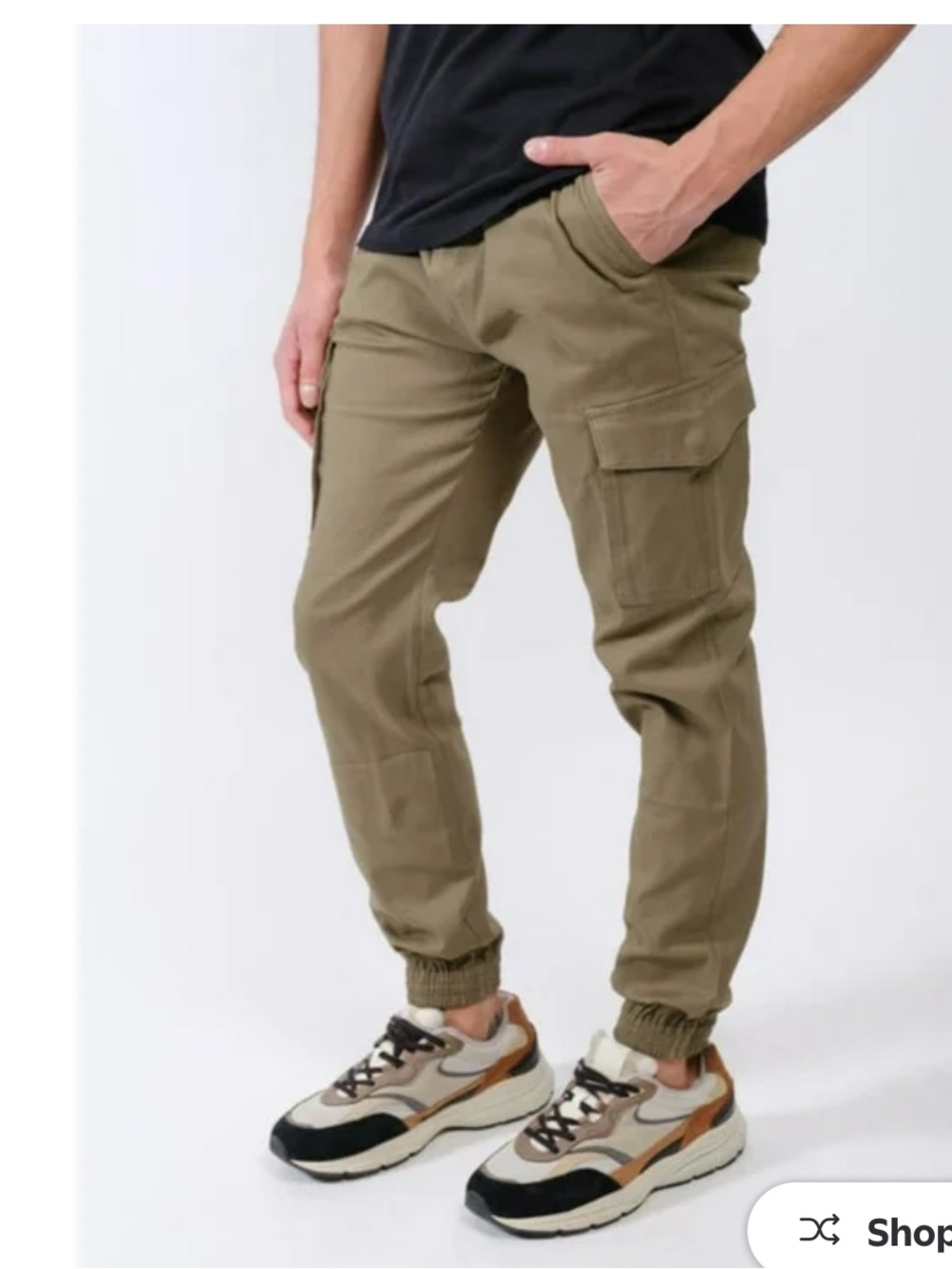 Brooklyn Cloth Men's Cargo Pocket Twill Joggers Relaxed Fit Durable Green‎ Large